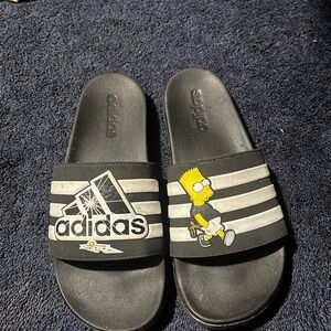 Adidas Men Black and White Slide Sandals with Simpsons Design